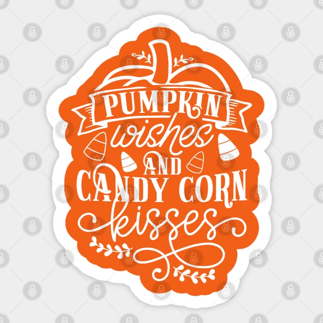 Pumpkin Wishes And Candy Corn Kisses Halloween Party Sticker by TheBlackCatprints